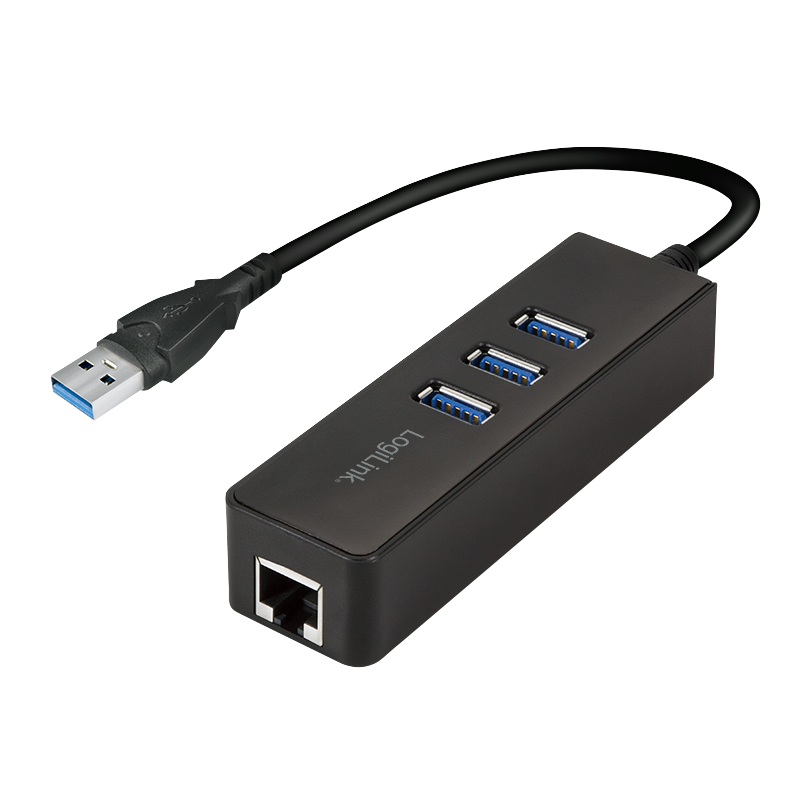 USB 3.0 Typ-A zu Gigabit Adapter zu 1x RJ45 und 3x USB 3.0 Typ-A
