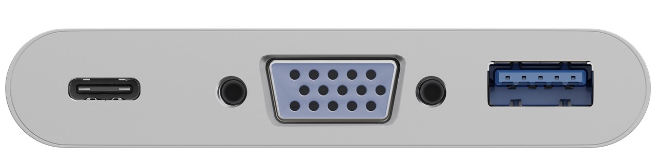 USB-C™ Multiport-Adapter USB 3.0, RJ45, weiß, 1 Stk. im Polybeutel, 0.15 m - erweitert ein USB-C™ Gerät um einen USB 3.0- und einen VGA-Anschluss