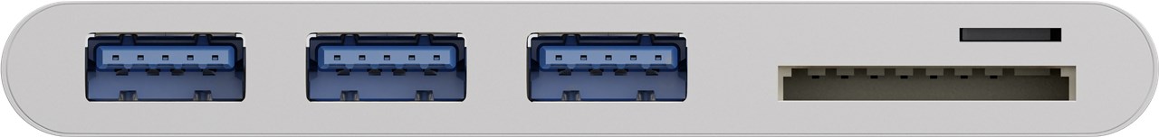 USB-C™ Multiport Adapter CardReader, Weiß, 0.15 m - erweitert ein USB-C™ Gerät um drei USB 3.0 Anschlüsse sowie einen Kartenschacht für SD/MMC- und Micro SD-Karten