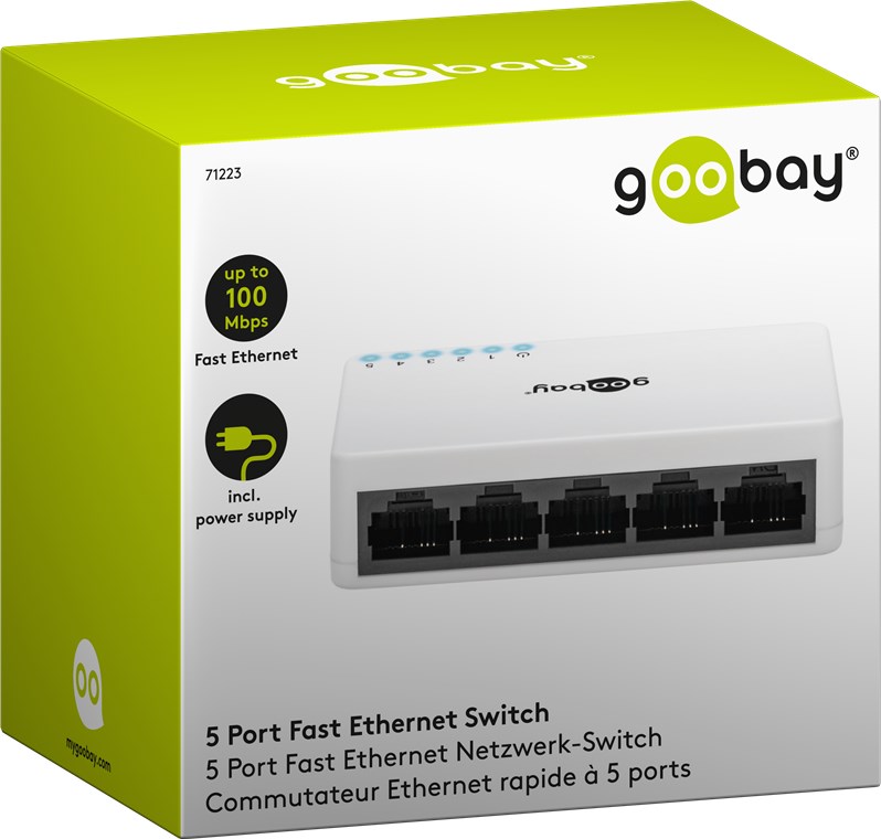 5 Port Fast Ethernet Netzwerk-Switch, Weiß - mit 5 RJ45-Anschlüssen 10/100Mps Auto-Negotiation